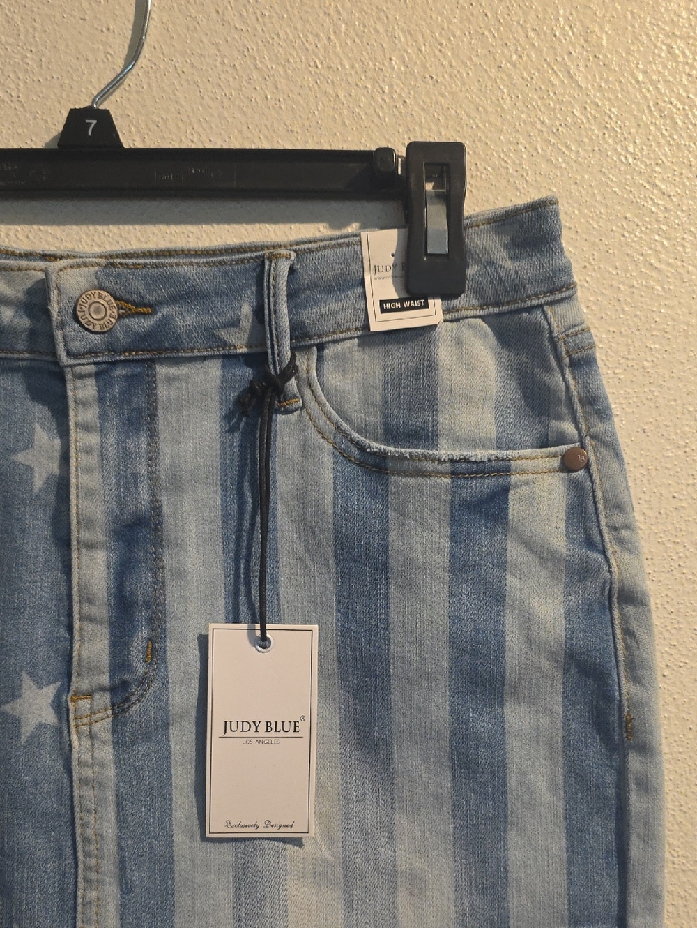 Judy Blue High Rise Medium Wash Stars and Stripes Denim Skirt - Picture 2 of 10